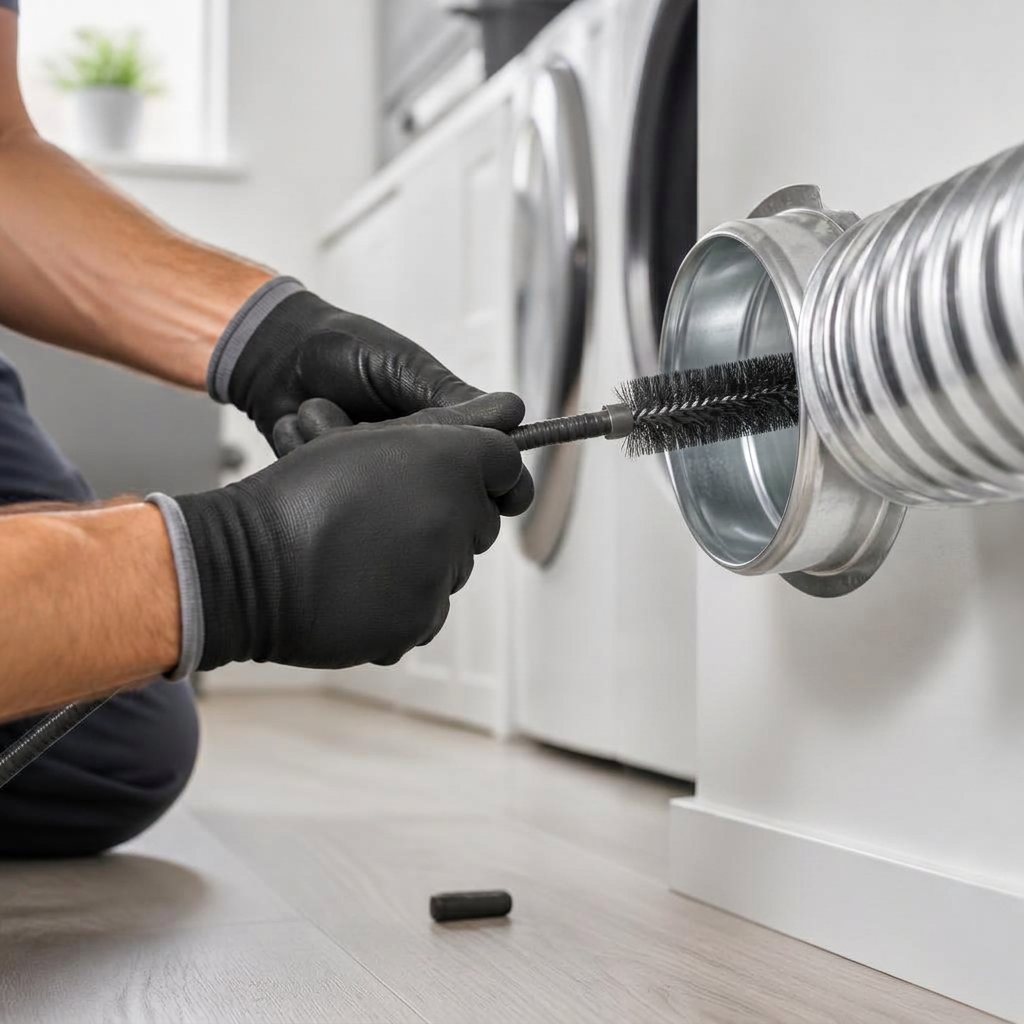 Clean dryer vent connection after professional service